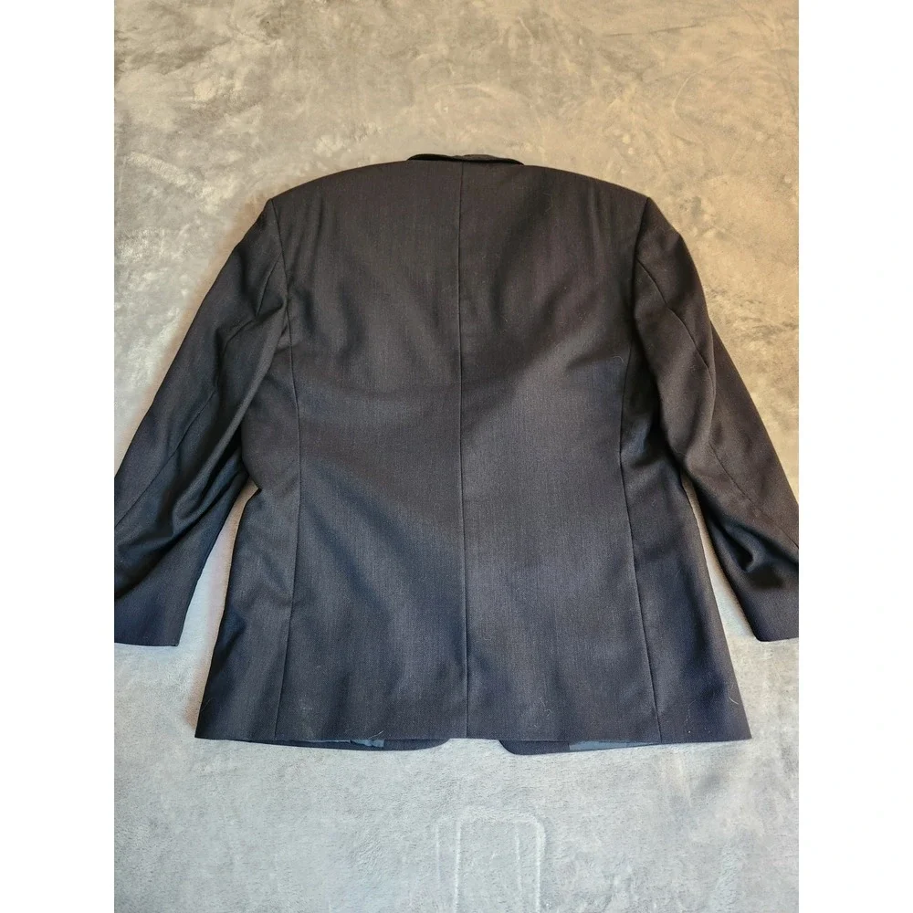 Yves Saint Laurent Blazer Mens 38 Navy Blue 100% Wool Sport Coat Jacket YSL